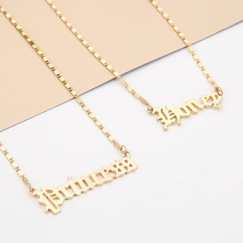 Gold Stainless Steel "Angel" and "Princess" Necklaces